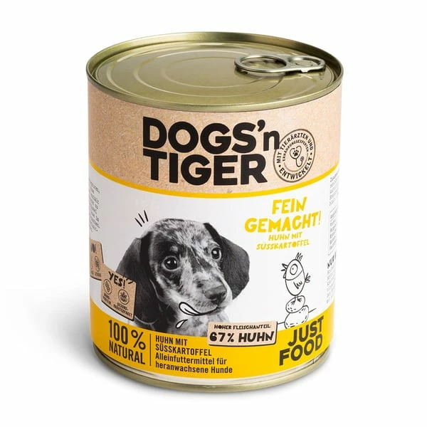 Dogs’n Tiger Dogs'n Tiger Fein Gemacht Junior Nassfutter Huhn