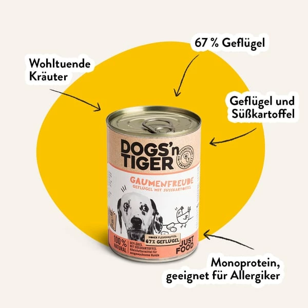 Dogs’n Tiger Dogs'n Tiger Gaumenfreude Nassfutter Geflügel Mit Süßkartoffel – Bild 2