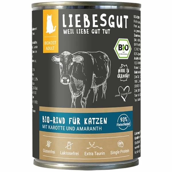 Liebesgut Biokost Adult Katze Mit Rind, Karotte Und Amaranth â Bild 2
