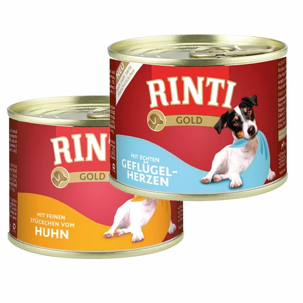 Rinti Gold Mix Aus Geflügelherzen & Huhnstückchen 24x185g