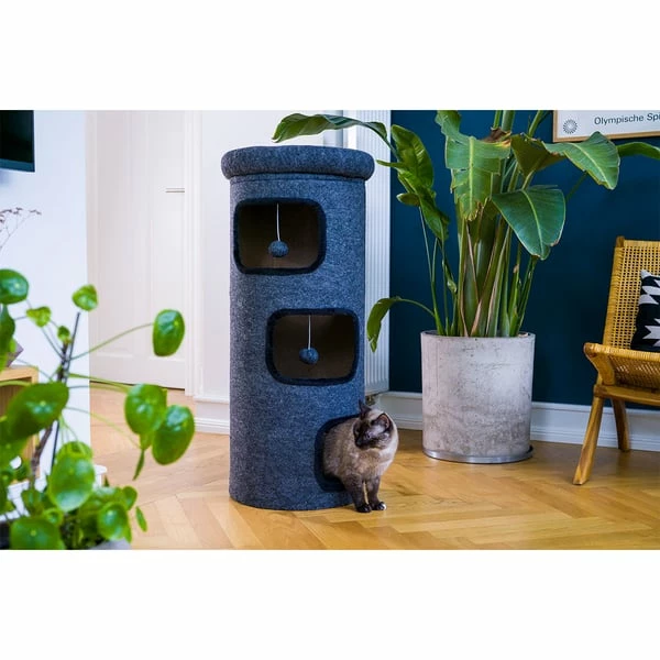 ZooRoyal Premium Kratztonne Natura 95cm Filz Anthrazit – Bild 6